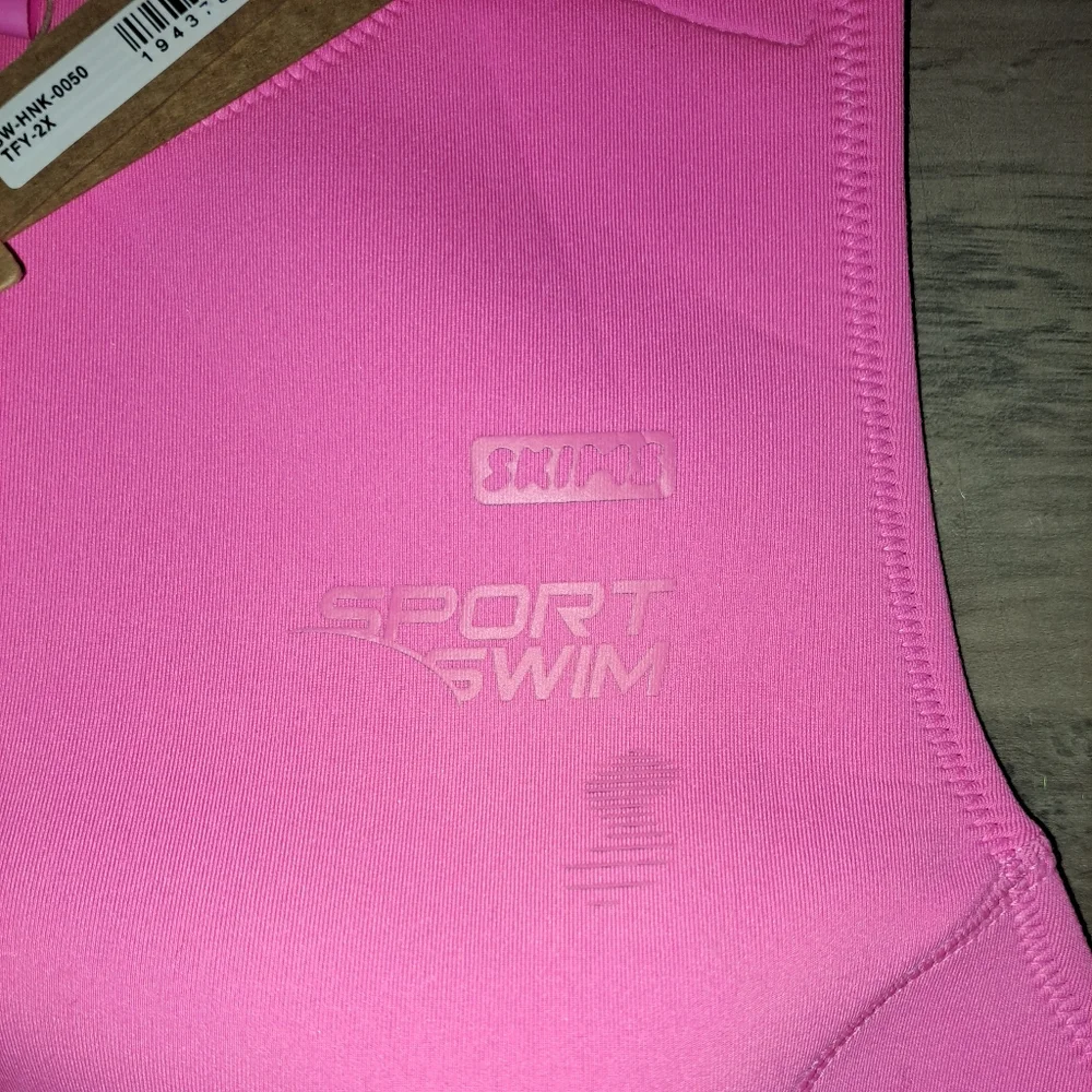 💕NWT SKIMS Sporty Scuba Swim Top + Hipster bottoms Swimsuit Set Taffy Pink 2X